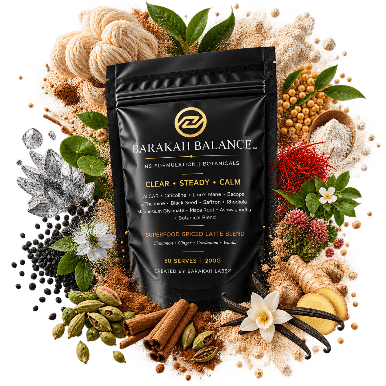 Barakah Balance™ Chai Saffron | Premium Botanical Superfood Blend | 50 Serves