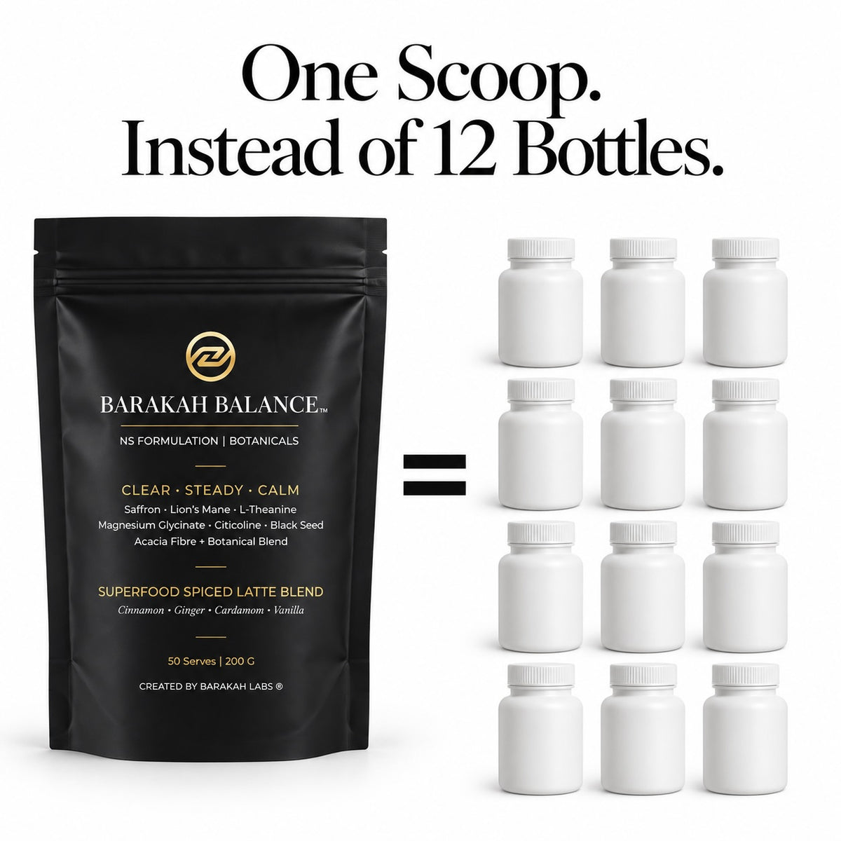 Barakah Balance™ Chai Saffron | Premium Botanical Superfood Blend | 50 Serves
